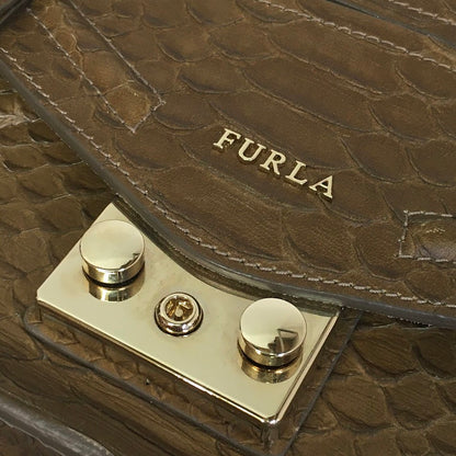 Furla | フルラ ALICE python-embossed パイソン型押し ショルダーバッグ 200627 ブラウン【倉吉店】