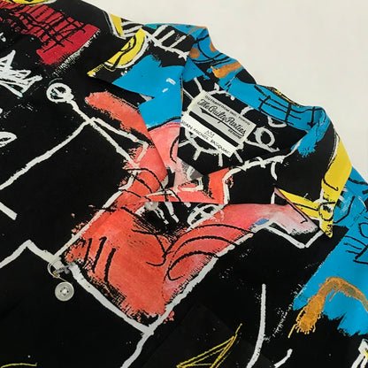 WACKOMARIA | ワコマリア 22SS JEAN-MICHEL BASQUIAT S/S HAWAIIAN SHIRT 総柄アロハシャツ 半袖シャツ BASQUIAT-WM-HI10 ブラック サイズ：L【倉吉店】