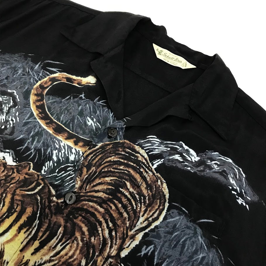 schott | ショット TIGER RAYON SHIRT タイガー 半袖シャツ 782-6123006 ブラック サイズ：L【倉吉店】