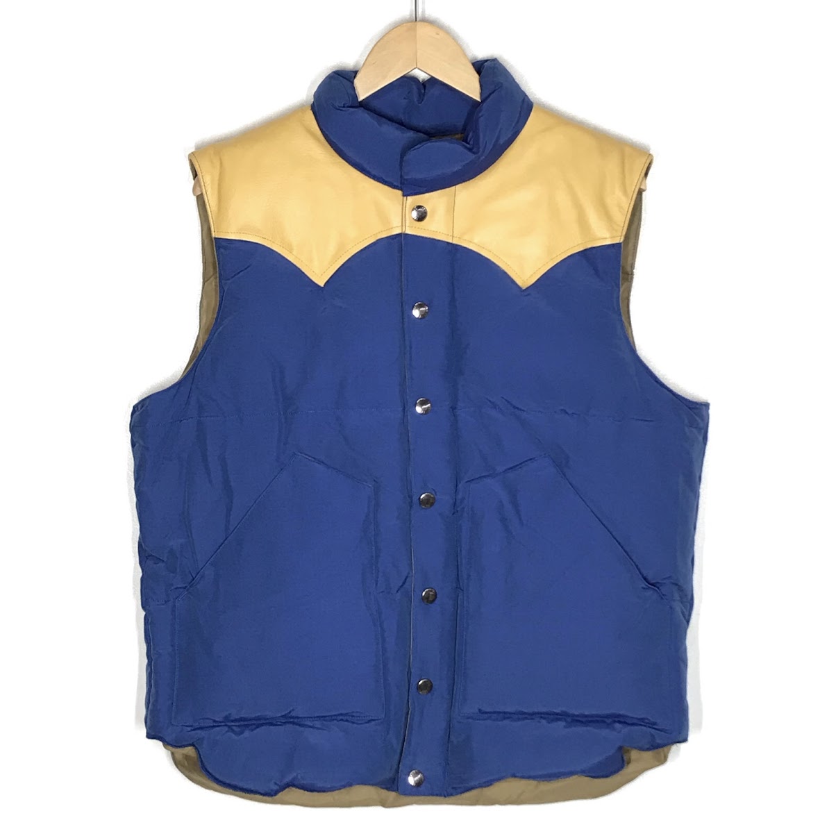 SUGAR CANE | シュガーケーン COTTON NYLON LEATHER YORK DOWN VEST ダウンベスト SC12340 ブルー サイズ：L【倉吉店】
