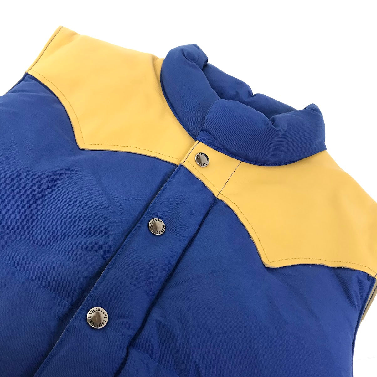 SUGAR CANE | シュガーケーン COTTON NYLON LEATHER YORK DOWN VEST ダウンベスト SC12340 ブルー サイズ：L【倉吉店】