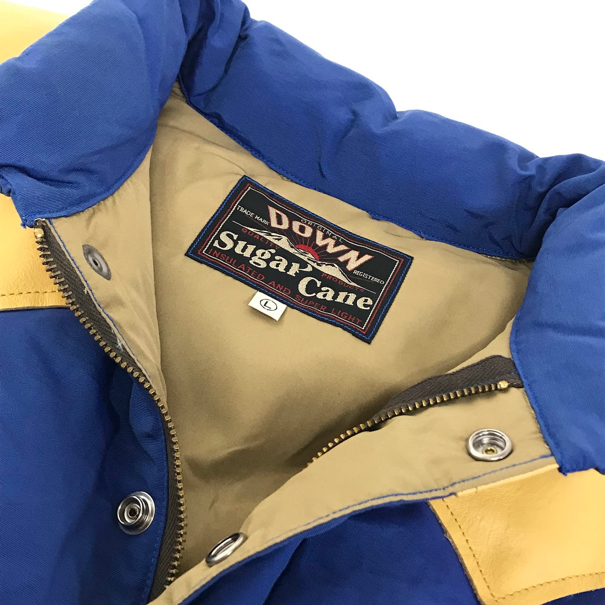 SUGAR CANE | シュガーケーン COTTON NYLON LEATHER YORK DOWN VEST ダウンベスト SC12340 ブルー サイズ：L【倉吉店】