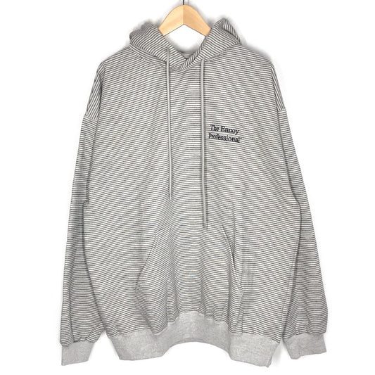 The Ennoy Professional｜エンノイ BORDER HOODIE SWEAT ボーダー フーディ プルオーバーパーカー パーカー グレー サイズ：XL【倉吉店】