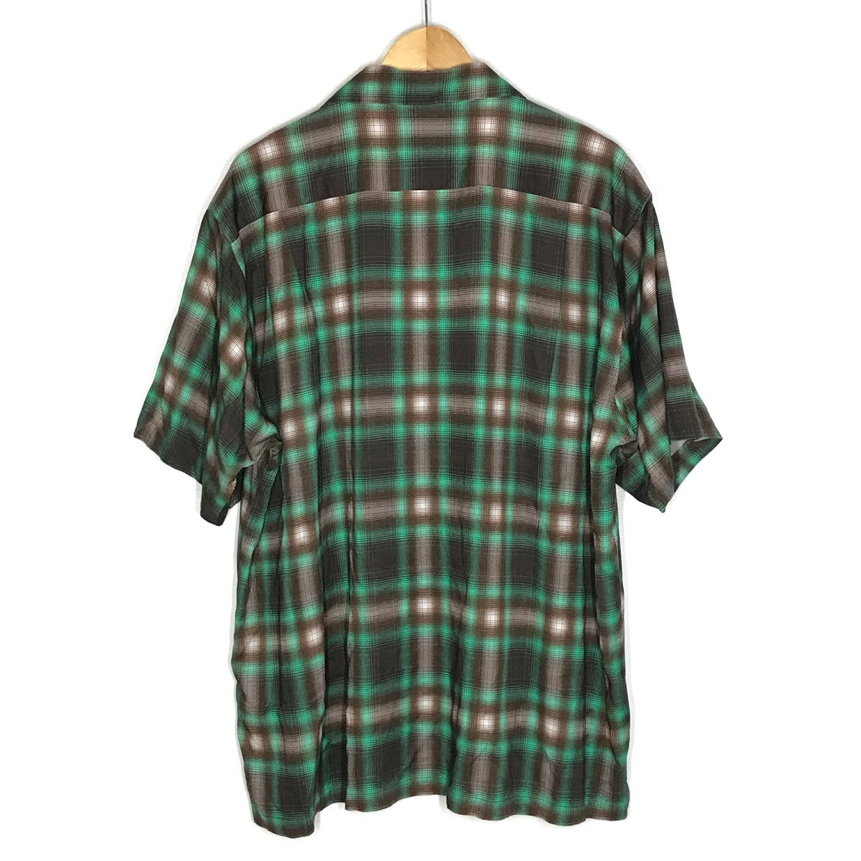 HOUSTON | ヒューストン OMBRE CHECK S/S SHIRT チェック柄 半袖シャツ 41285 グリーン×ブラウン サイズ：XXL【倉吉店】