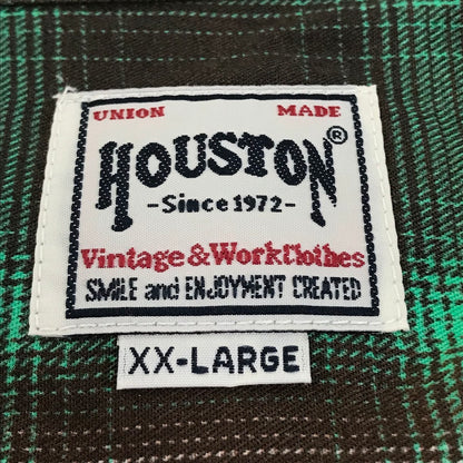 HOUSTON | ヒューストン OMBRE CHECK S/S SHIRT チェック柄 半袖シャツ 41285 グリーン×ブラウン サイズ：XXL【倉吉店】
