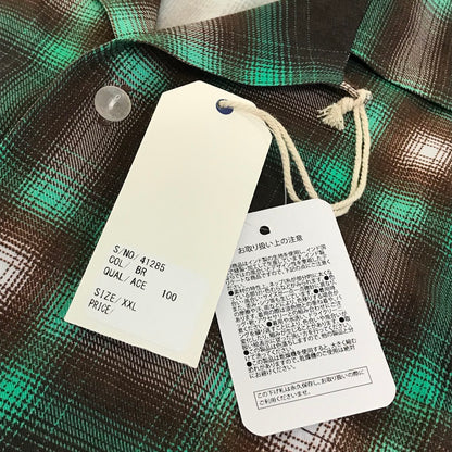 HOUSTON | ヒューストン OMBRE CHECK S/S SHIRT チェック柄 半袖シャツ 41285 グリーン×ブラウン サイズ：XXL【倉吉店】