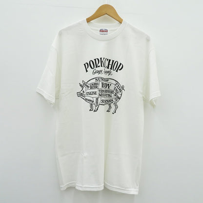 PORK CHOP | ポークチョップ GARAGE SUPPLY PORK FRONT TEE 半袖Ｔシャツ P0451 ホワイト サイズ：L【瀬戸大橋店】