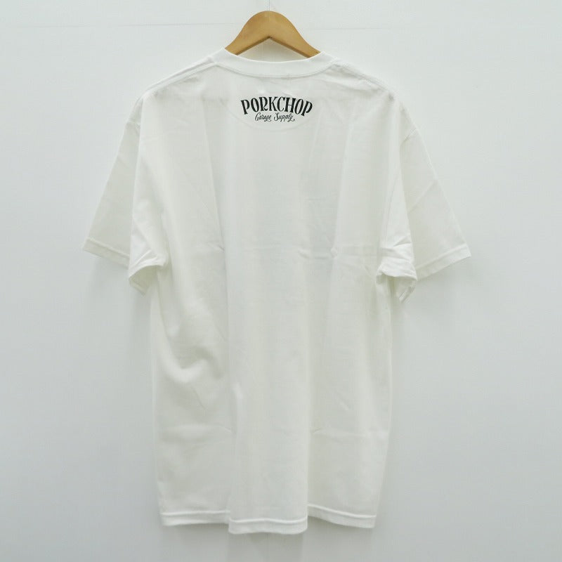 PORK CHOP | ポークチョップ GARAGE SUPPLY PORK FRONT TEE 半袖Ｔシャツ P0451 ホワイト サイズ：L【瀬戸大橋店】