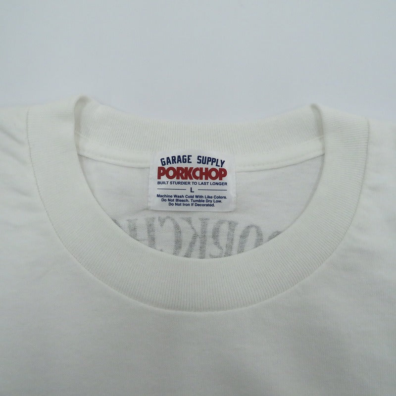 PORK CHOP | ポークチョップ GARAGE SUPPLY PORK FRONT TEE 半袖Ｔシャツ P0451 ホワイト サイズ：L【瀬戸大橋店】