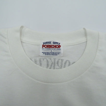PORK CHOP | ポークチョップ GARAGE SUPPLY PORK FRONT TEE 半袖Ｔシャツ P0451 ホワイト サイズ：L【瀬戸大橋店】