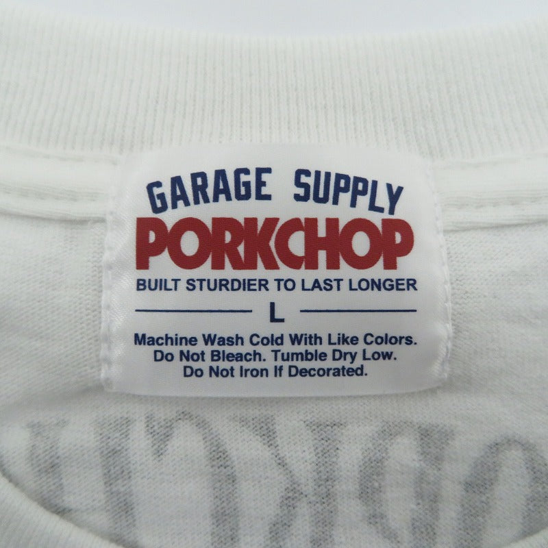 PORK CHOP | ポークチョップ GARAGE SUPPLY PORK FRONT TEE 半袖Ｔシャツ P0451 ホワイト サイズ：L【瀬戸大橋店】