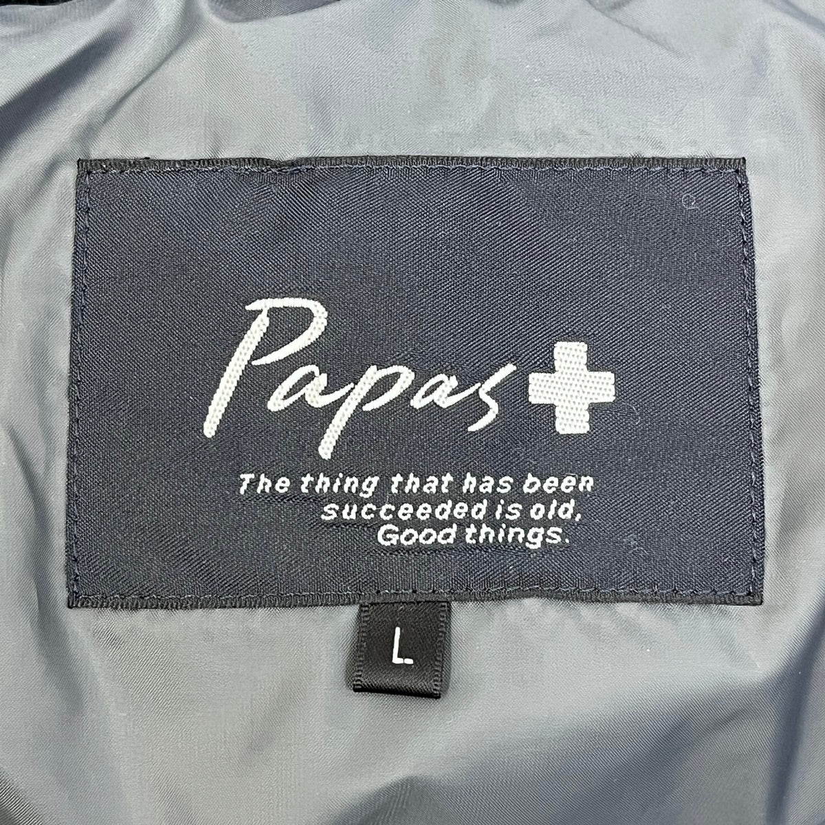 PAPAS ワッペン ダウンベスト d049cfv ブラック サイズ：L【加古川店】