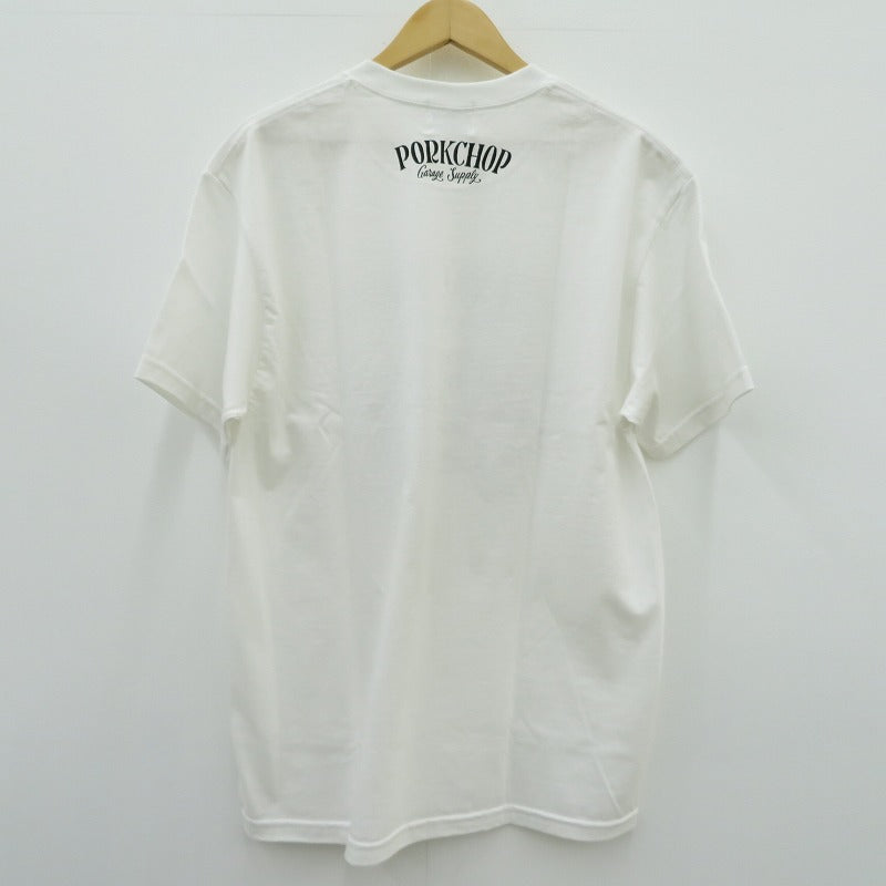 PORK CHOP | ポークチョップ GARAGE SUPPLY PORK FRONT TEE 半袖Ｔシャツ P0451 ホワイト サイズ：L【瀬戸大橋店】