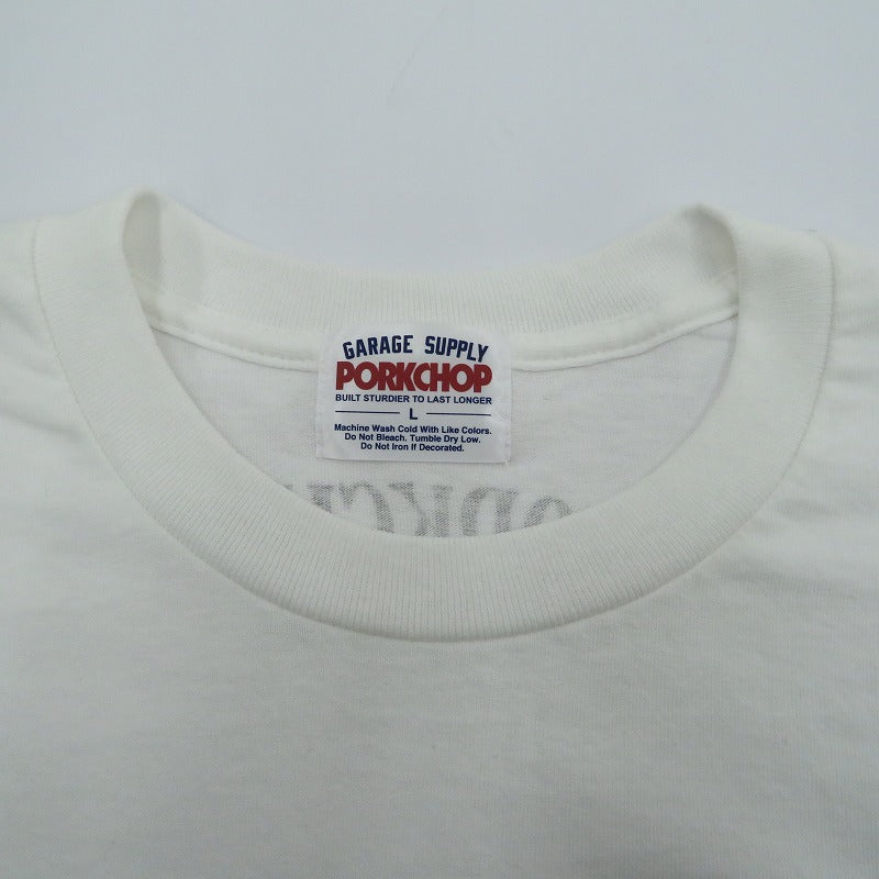PORK CHOP | ポークチョップ GARAGE SUPPLY PORK FRONT TEE 半袖Ｔシャツ P0451 ホワイト サイズ：L【瀬戸大橋店】