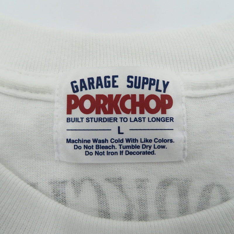 PORK CHOP | ポークチョップ GARAGE SUPPLY PORK FRONT TEE 半袖Ｔシャツ P0451 ホワイト サイズ：L【瀬戸大橋店】