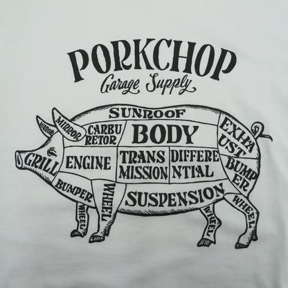 PORK CHOP | ポークチョップ GARAGE SUPPLY PORK FRONT TEE 半袖Ｔシャツ P0451 ホワイト サイズ：L【瀬戸大橋店】