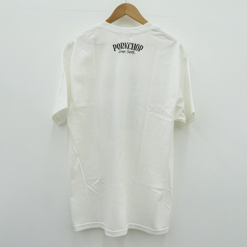 PORK CHOP | ポークチョップ GARAGE SUPPLY PORK FRONT TEE 半袖Ｔシャツ P0451 ホワイト サイズ：L【瀬戸大橋店】
