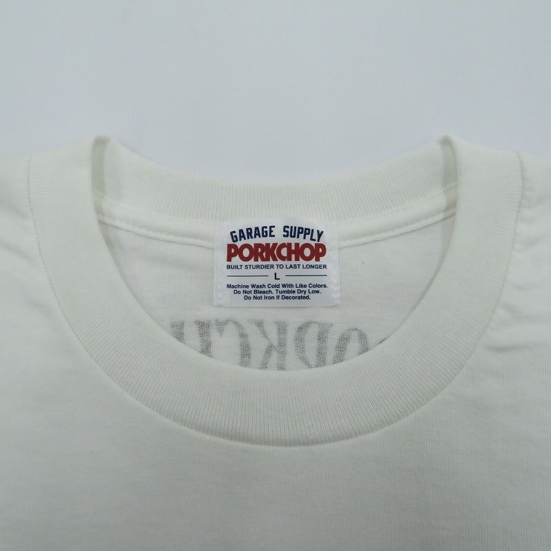 PORK CHOP | ポークチョップ GARAGE SUPPLY PORK FRONT TEE 半袖Ｔシャツ P0451 ホワイト サイズ：L【瀬戸大橋店】