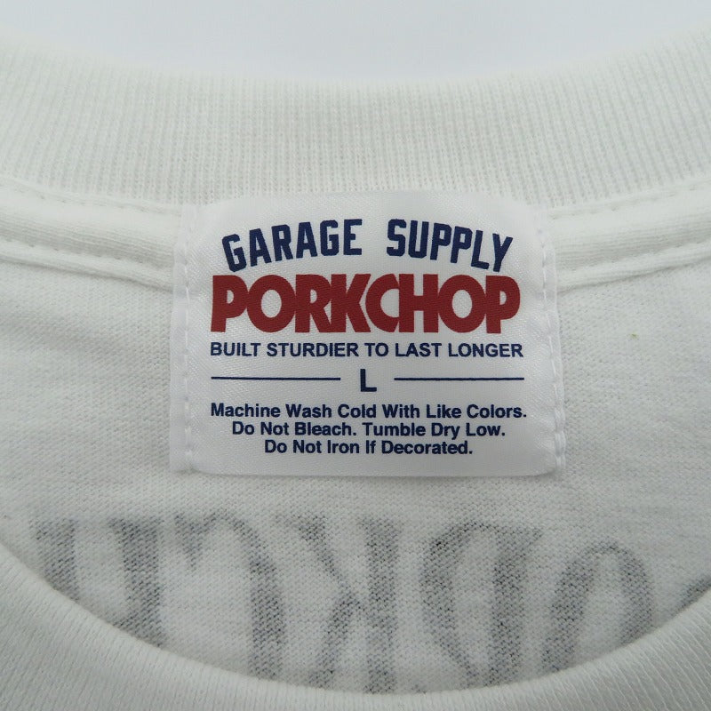 PORK CHOP | ポークチョップ GARAGE SUPPLY PORK FRONT TEE 半袖Ｔシャツ P0451 ホワイト サイズ：L【瀬戸大橋店】