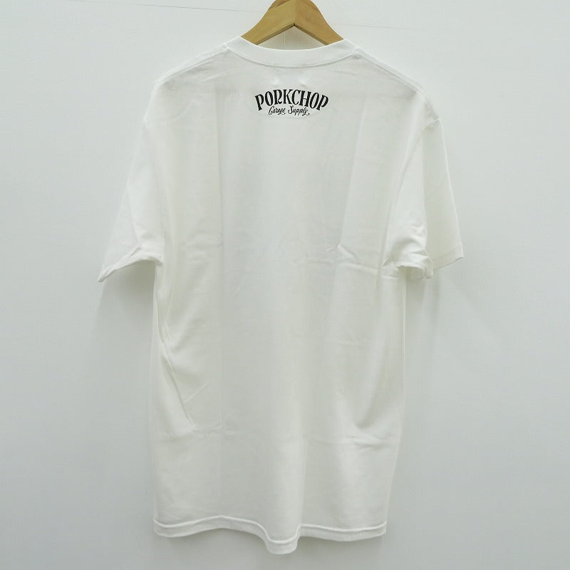 PORK CHOP | ポークチョップ GARAGE SUPPLY PORK FRONT TEE 半袖Ｔシャツ P0451 ホワイト サイズ：L【瀬戸大橋店】
