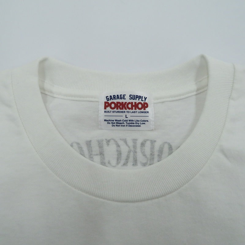 PORK CHOP | ポークチョップ GARAGE SUPPLY PORK FRONT TEE 半袖Ｔシャツ P0451 ホワイト サイズ：L【瀬戸大橋店】