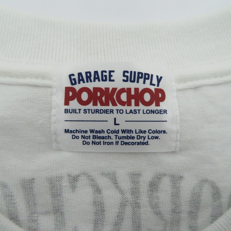 PORK CHOP | ポークチョップ GARAGE SUPPLY PORK FRONT TEE 半袖Ｔシャツ P0451 ホワイト サイズ：L【瀬戸大橋店】