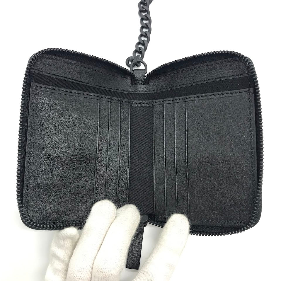 DSQUARED2 | ディースクエアード BE ICON CHAIN WALLET チェーン付き 二つ折り財布 長財布 S82WA0039 ブラック【倉吉店】