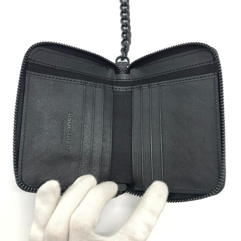 DSQUARED2 | ディースクエアード BE ICON CHAIN WALLET チェーン付き 二つ折り財布 長財布 S82WA0039 ブラック【倉吉店】