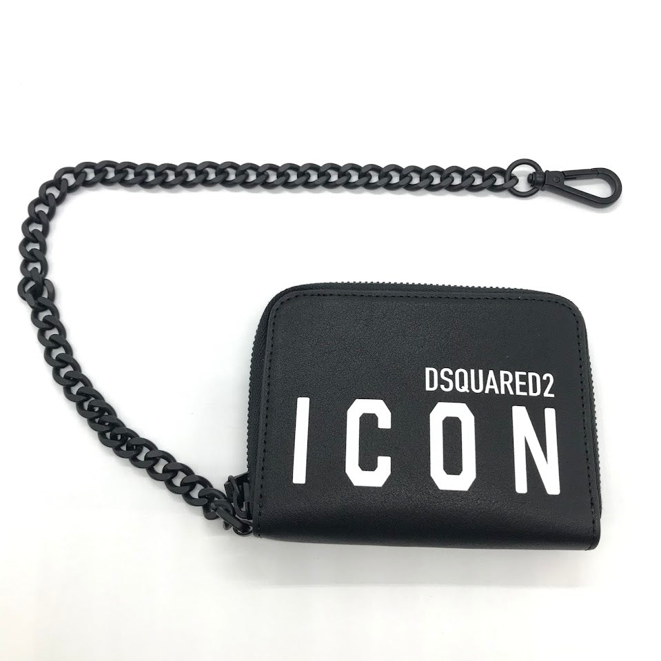 DSQUARED2 | ディースクエアード BE ICON CHAIN WALLET チェーン付き 二つ折り財布 長財布 S82WA0039 ブラック【倉吉店】