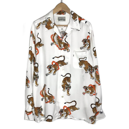 WACKOMARIA | ワコマリア TIM LEHI HAWAIIAN SHIRT L/S 虎 オープンカラーシャツ 長袖シャツ ホワイト サイズ：L【倉吉店】