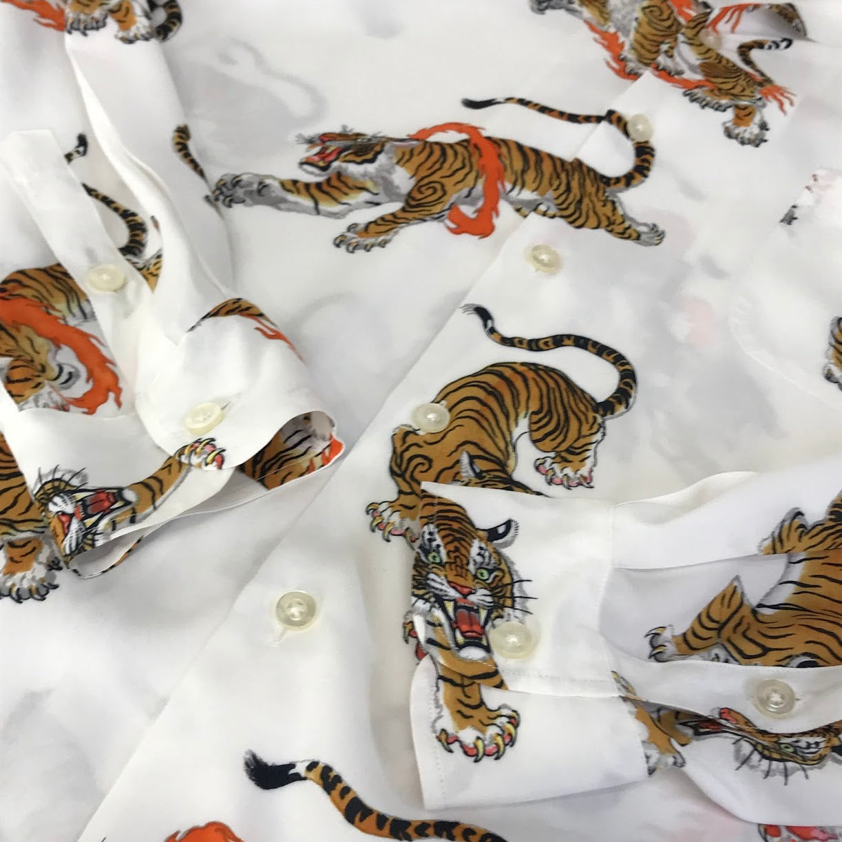 WACKOMARIA | ワコマリア TIM LEHI HAWAIIAN SHIRT L/S 虎 オープンカラーシャツ 長袖シャツ ホワイト サイズ：L【倉吉店】