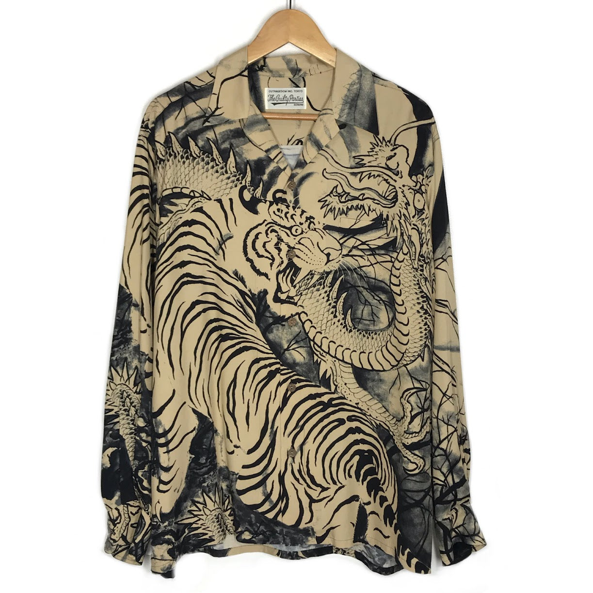 WACKOMARIA | ワコマリア TIM LEHI HAWAIIAN SHIRT L/S 龍/虎 オープンカラーシャツ 長袖シャツ ベージュ サイズ：L【倉吉店】