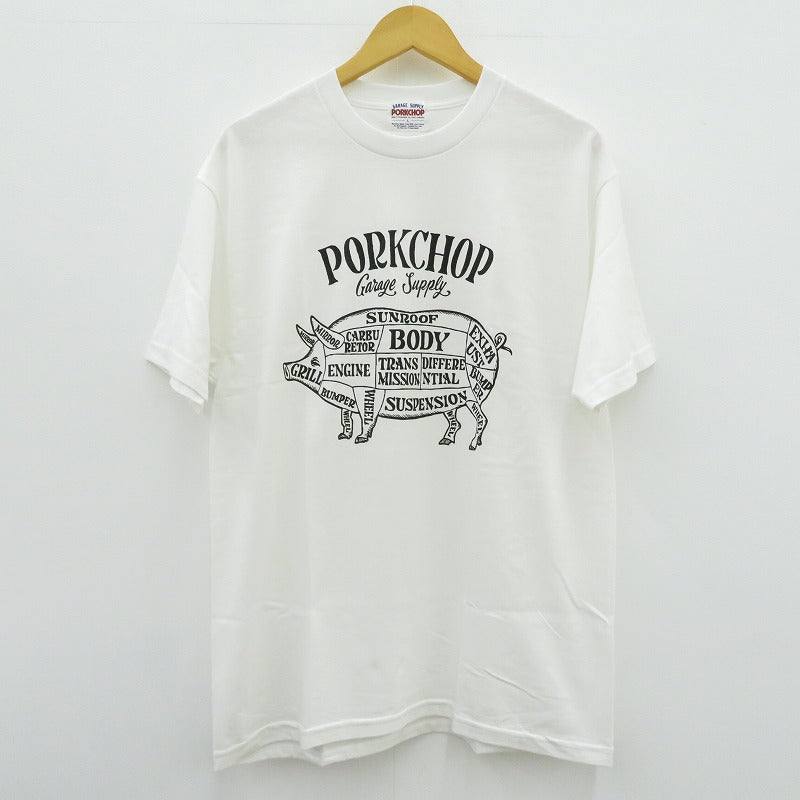 PORK CHOP | ポークチョップ PORK FRONT TEE 半袖Ｔシャツ ホワイト サイズ：L【瀬戸大橋店】