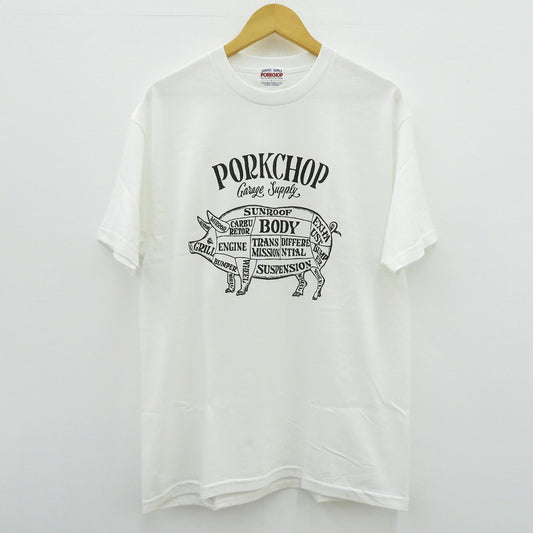 PORK CHOP | ポークチョップ PORK FRONT TEE 半袖Ｔシャツ ホワイト サイズ：L【瀬戸大橋店】