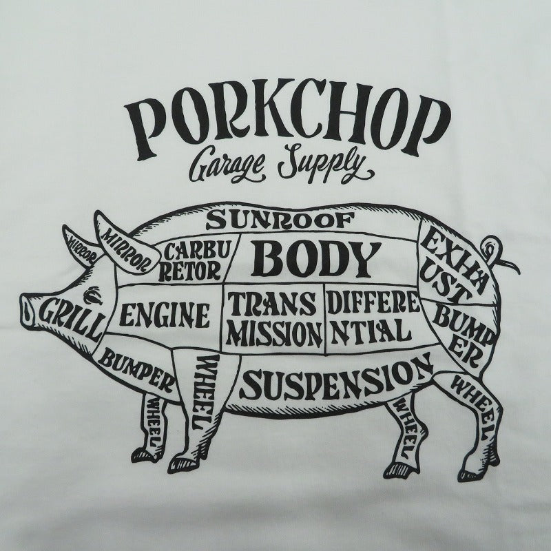 PORK CHOP | ポークチョップ PORK FRONT TEE 半袖Ｔシャツ ホワイト サイズ：L【瀬戸大橋店】