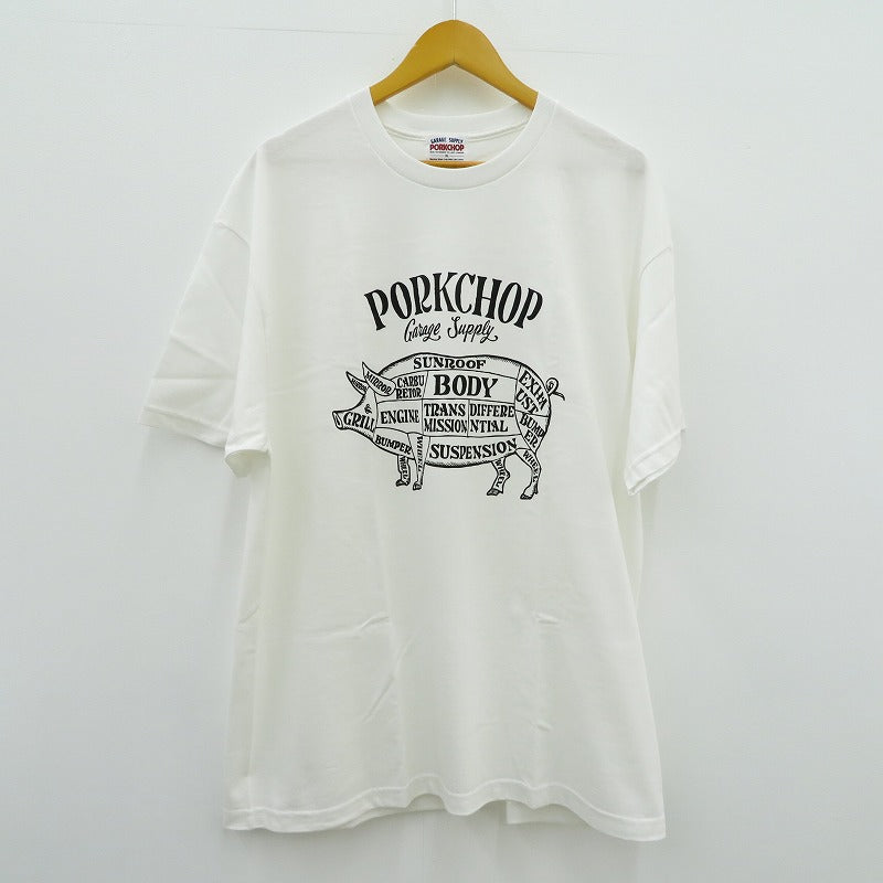 PORK CHOP | ポークチョップ PORK FRONT TEE 半袖Ｔシャツ ホワイト サイズ：XL【瀬戸大橋店】
