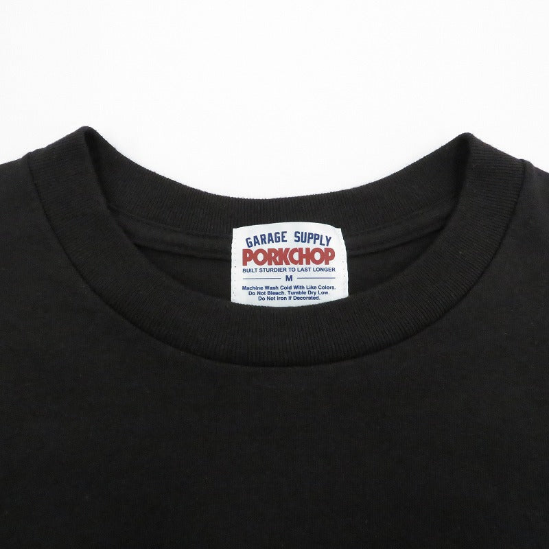 PORK CHOP | ポークチョップ GARAGE SUPPLY PORK FRONT TEE 半袖Ｔシャツ P0451 ブラック サイズ：M【瀬戸大橋店】