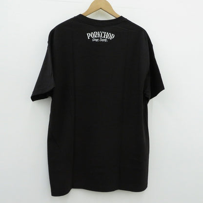 PORK CHOP | ポークチョップ GARAGE SUPPLY PORK FRONT TEE 半袖Ｔシャツ P0451 ブラック サイズ：L【瀬戸大橋店】