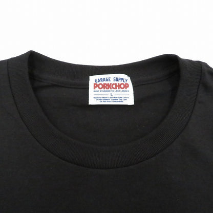 PORK CHOP | ポークチョップ GARAGE SUPPLY PORK FRONT TEE 半袖Ｔシャツ P0451 ブラック サイズ：L【瀬戸大橋店】