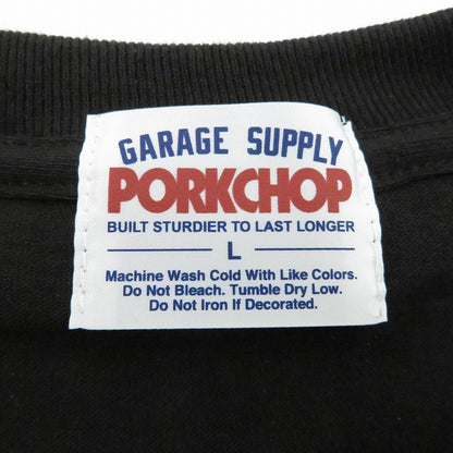 PORK CHOP | ポークチョップ GARAGE SUPPLY PORK FRONT TEE 半袖Ｔシャツ P0451 ブラック サイズ：L【瀬戸大橋店】