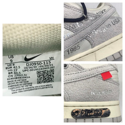 NIKE | ナイキ ×OFF-WHITE (オフホワイト) DUNK LOW スニーカー DJ0950-115 セイル/ニュートラルグレー-グリッドアイアン 27cm【倉吉店】
