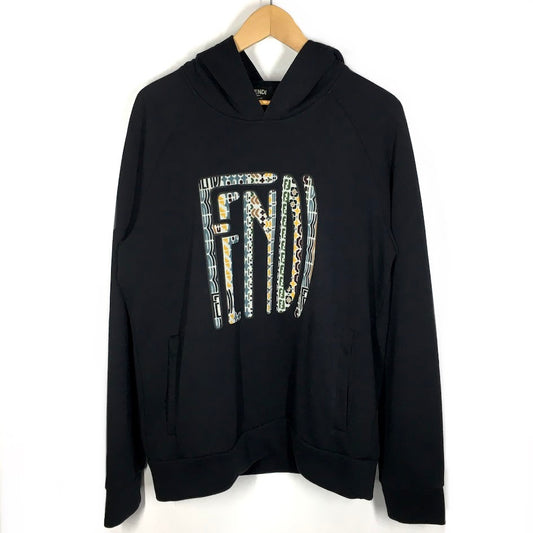FENDI | フェンディ ロゴプリント プルオーバーパーカー パーカー FAF595AE8I ブラック サイズ：L【倉吉店】