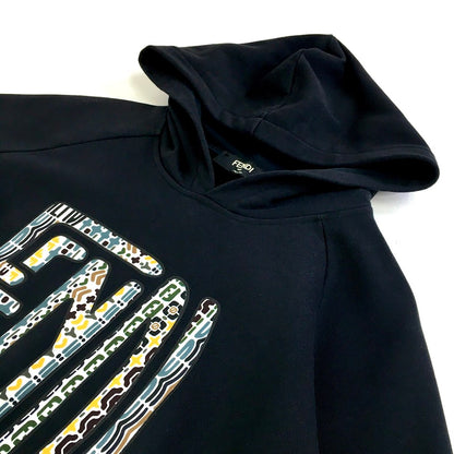 FENDI | フェンディ ロゴプリント プルオーバーパーカー パーカー FAF595AE8I ブラック サイズ：L【倉吉店】