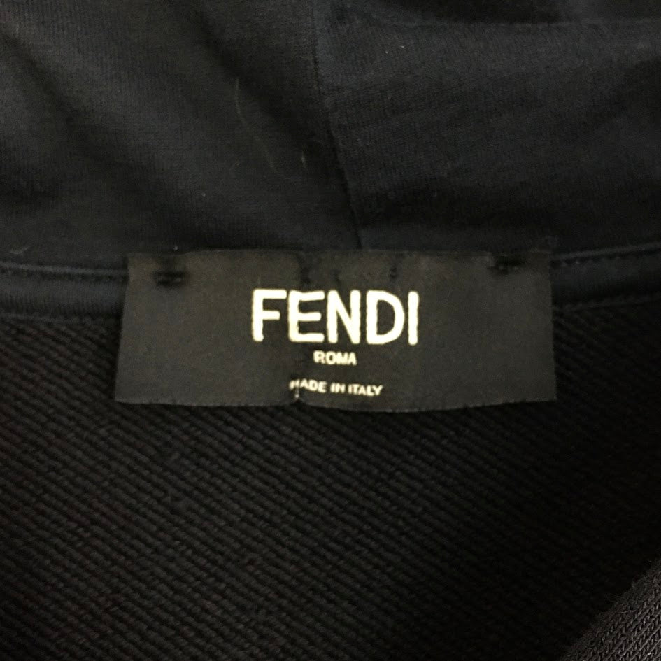 FENDI | フェンディ ロゴプリント プルオーバーパーカー パーカー FAF595AE8I ブラック サイズ：L【倉吉店】