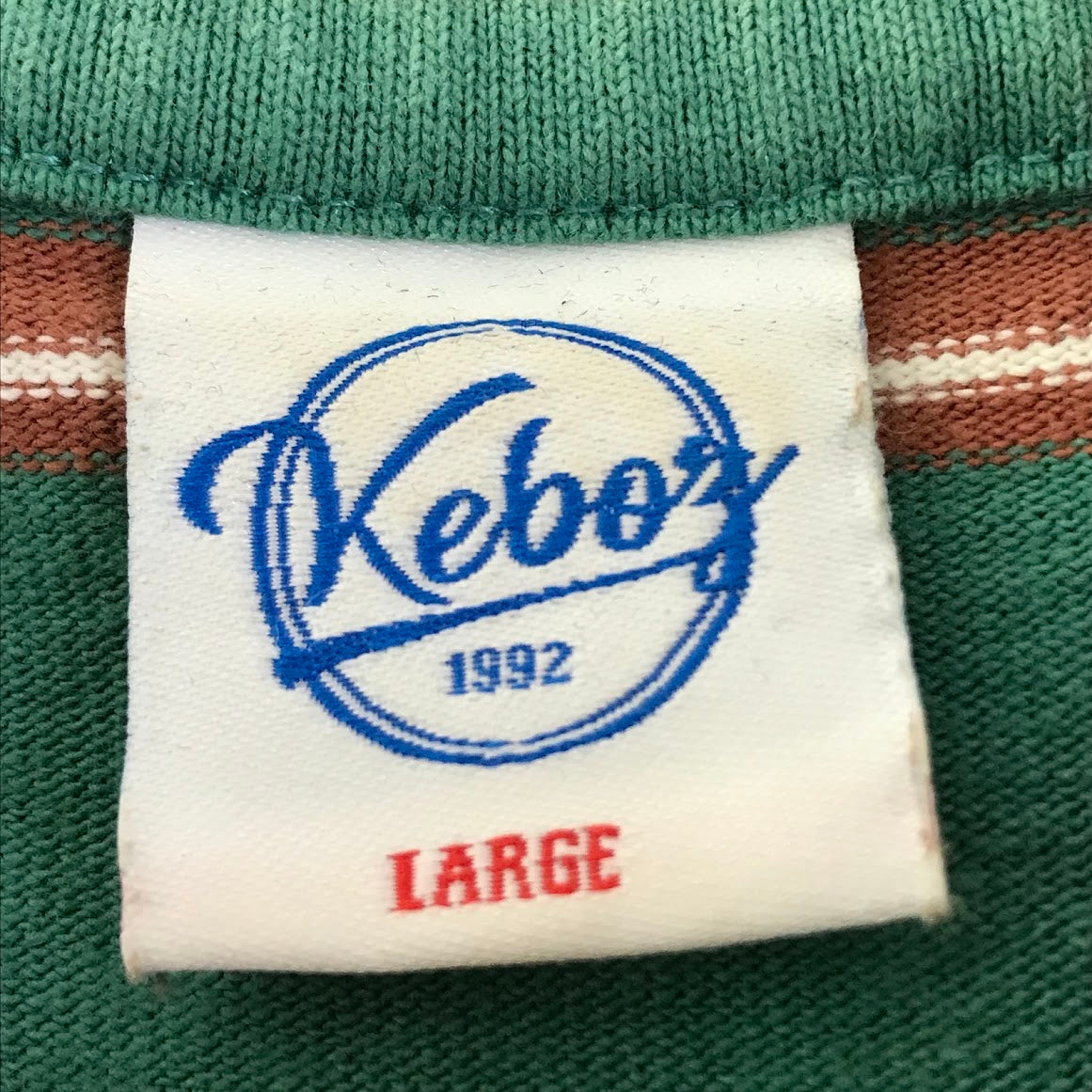 KEBOZ | ケボズ 半袖 ボーダー ポロシャツ ブラウン×グリーン サイズ：L【倉吉店】
