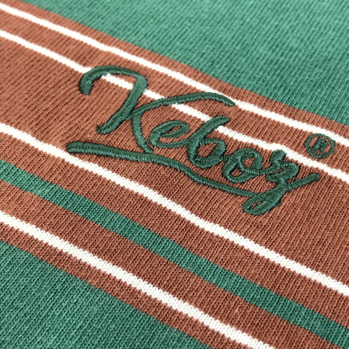 KEBOZ | ケボズ 半袖 ボーダー ポロシャツ ブラウン×グリーン サイズ：L【倉吉店】