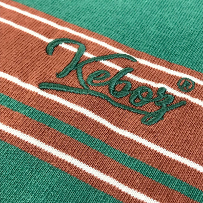 KEBOZ | ケボズ 半袖 ボーダー ポロシャツ ブラウン×グリーン サイズ：L【倉吉店】