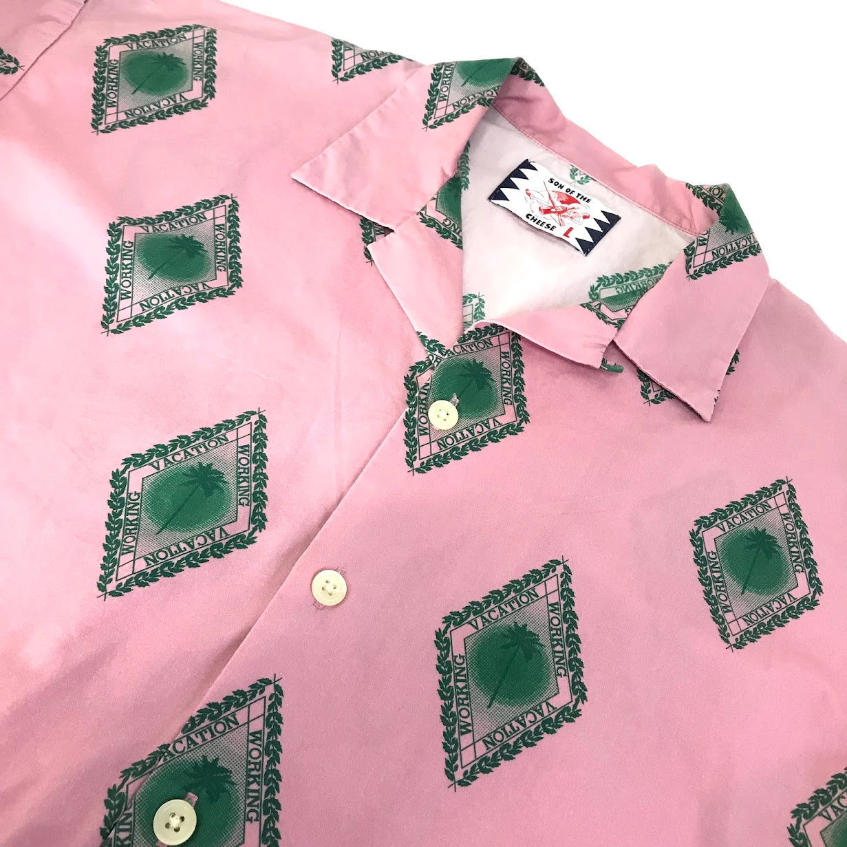 SON OF THE CHEESE | サノバチーズ Emblem Aloha Shirt 総柄 半袖シャツ SC2410-SH06 ピンク サイズ：L【倉吉店】