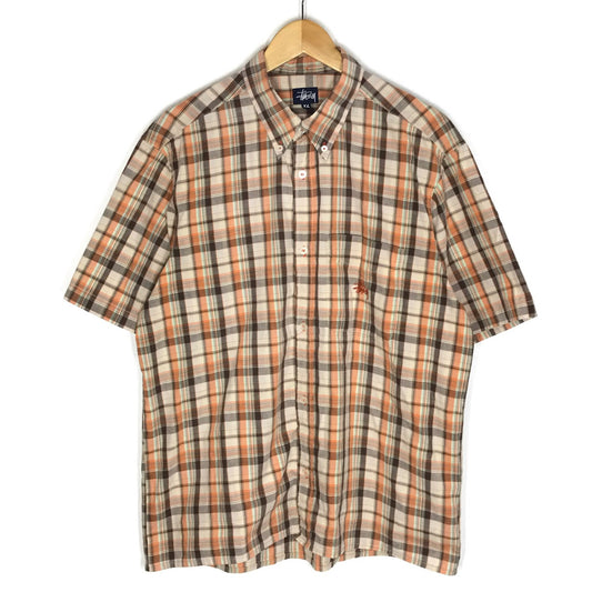 STUSSY | ステューシー 90s チェック半袖シャツ 半袖シャツ オレンジ系 サイズ：XL【倉吉店】