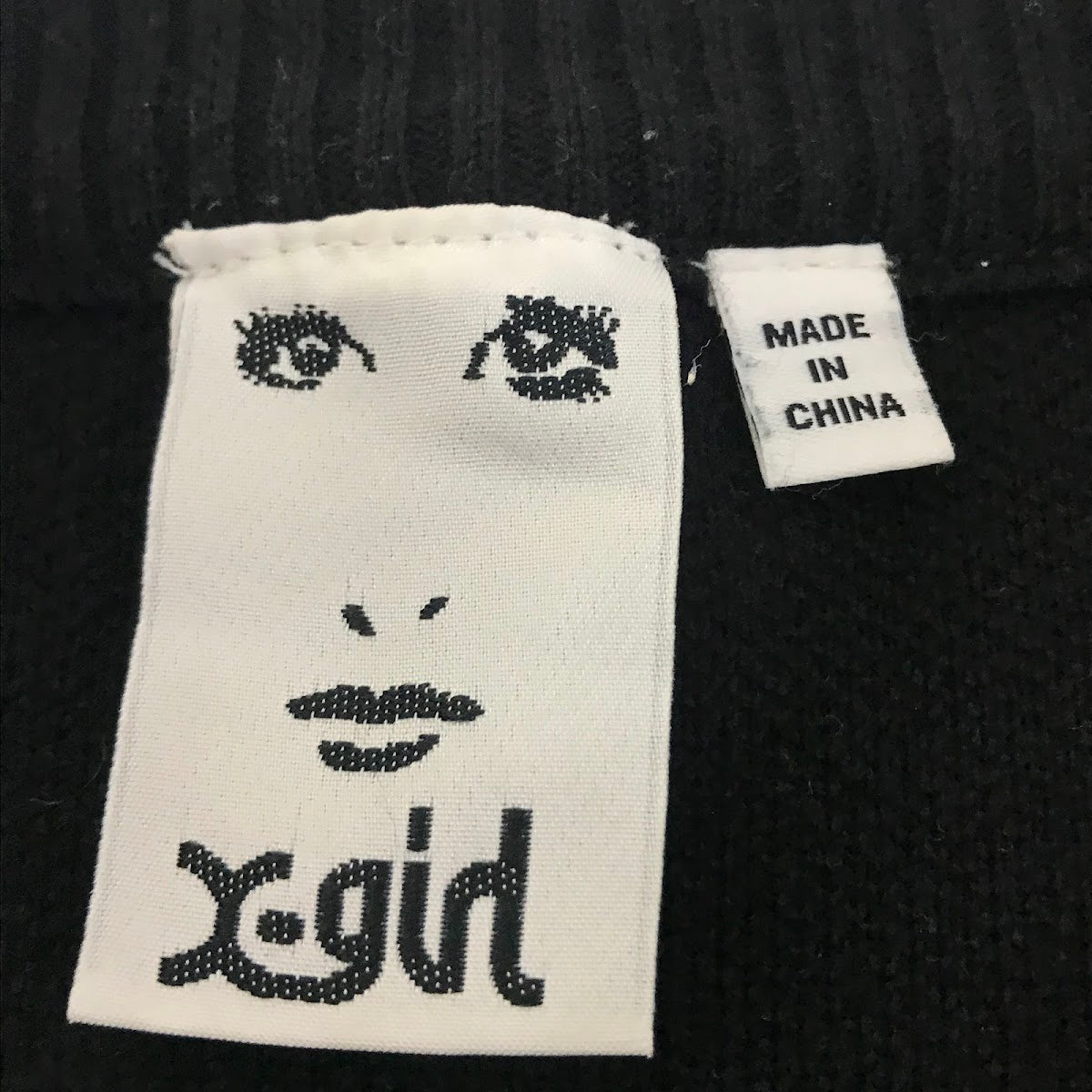 X-girl | エックスガール FACE JACQUARD KNIT TOP フェイス ジャガードニットトップ ニット 105233015004 ブラック【倉吉店】